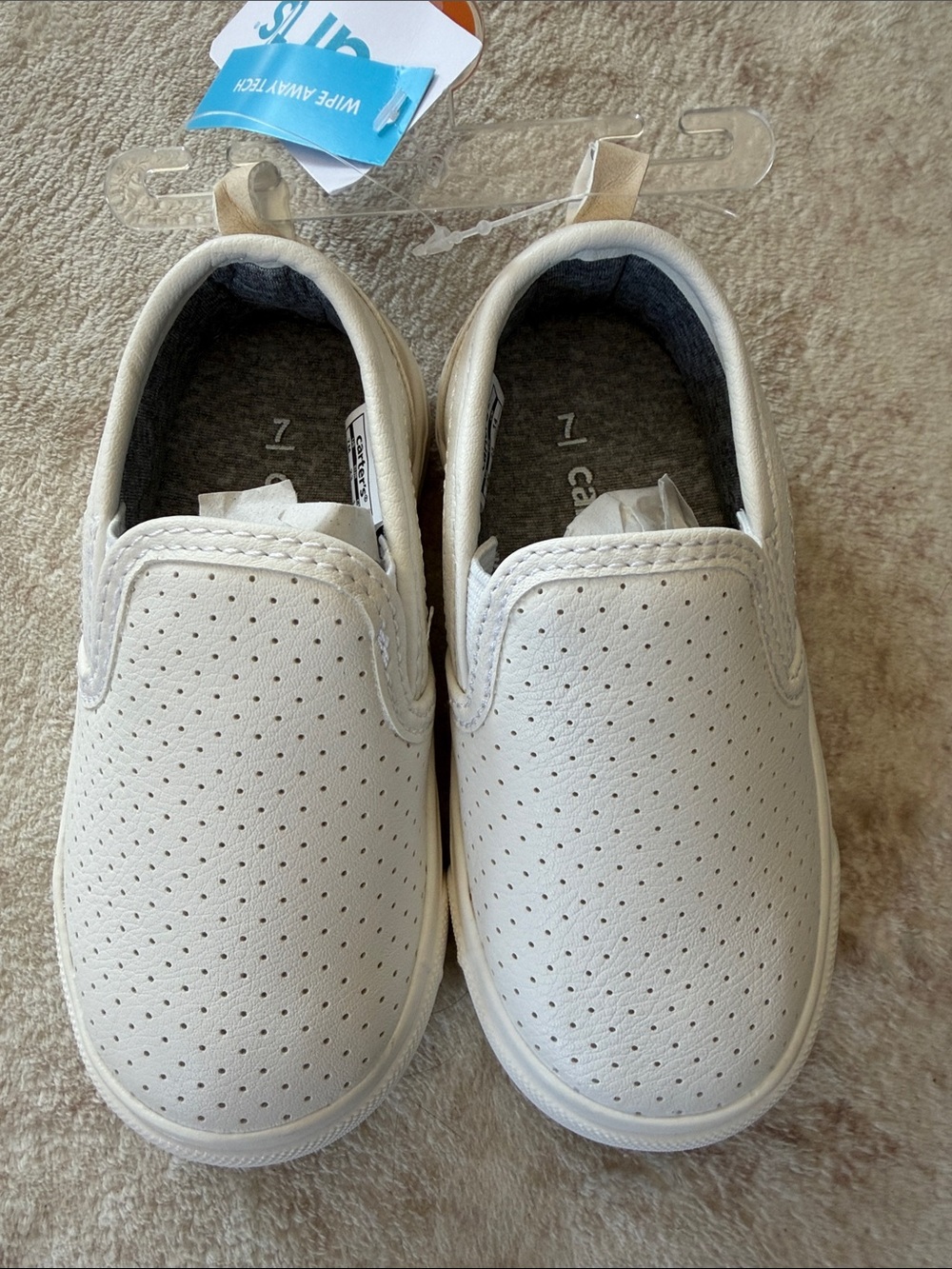 Carter's White Perforated Slip-On Kids Sneakers